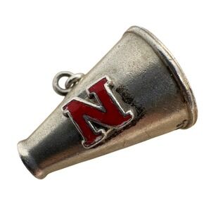 Vintage Sterling Silver Nebraska Megaphone Charm Red Enamel‎ N Husker Cheer 5.8g